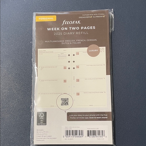 filoFAX Personal 2025 Diary Refill - Brown and White - Picture 1 of 2